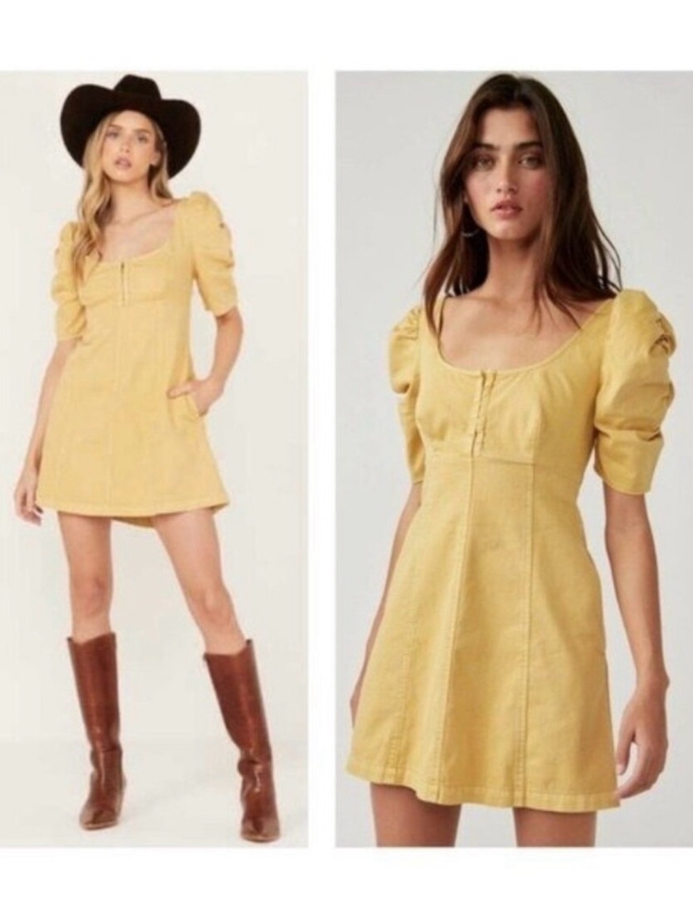 🔥 NWT Free People Cheyenne Denim Stretch Mini Dress, size M